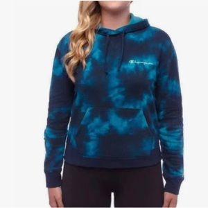 Champion Tops Women's Blue Tie Dye French Terry Sweatshirt: SIZE M.